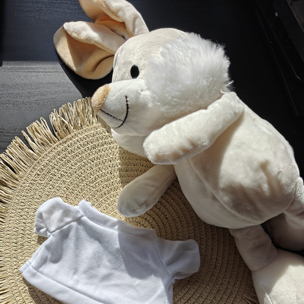 Gepersonaliseerd knuffelkonijntje met T-shirt